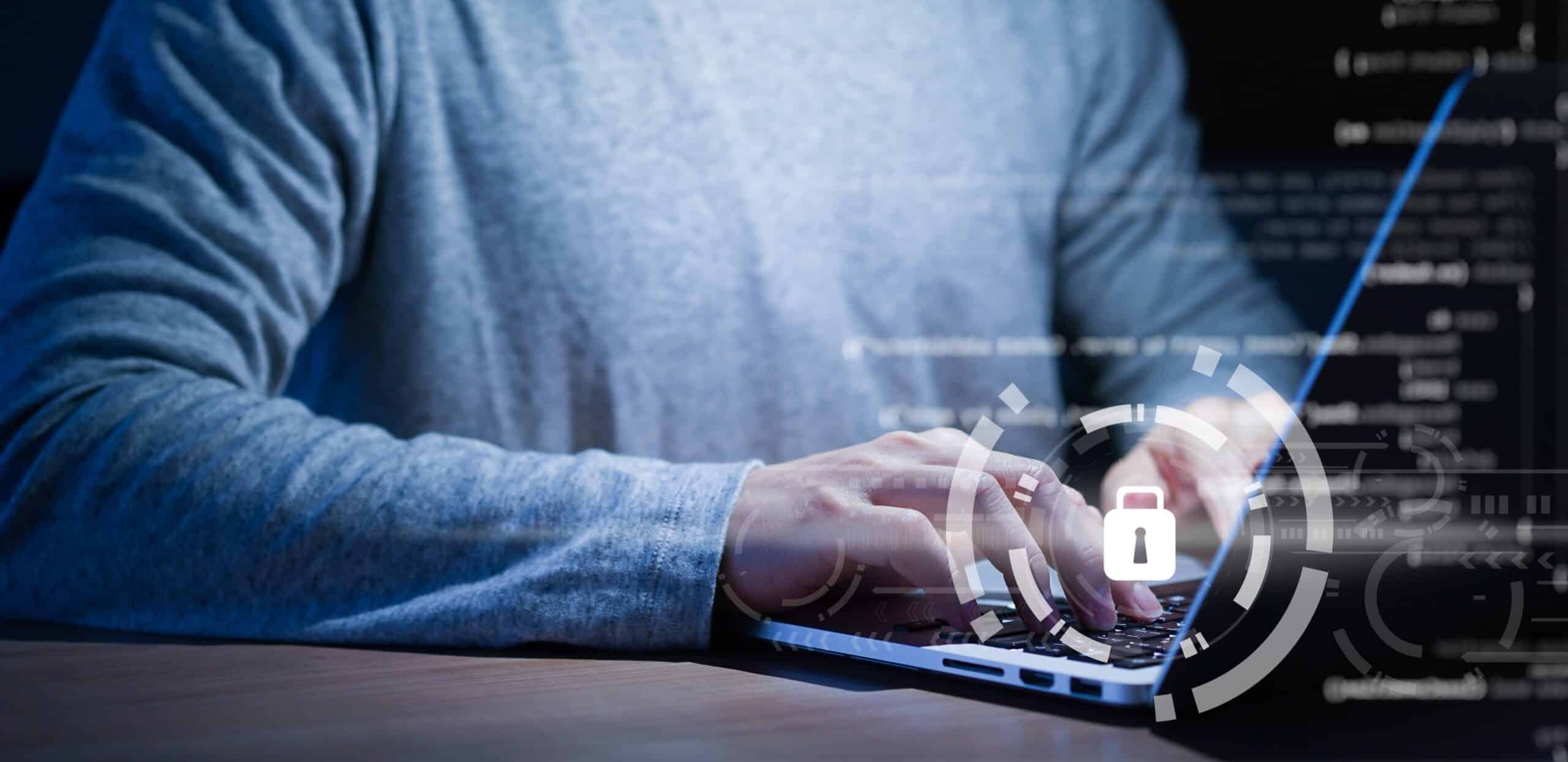 close up programmer man hand (employee) typing computer language (binary code) to input on security system to protect and prevent malware (virus) for cyber security concept close up programmer man hand (employee) typing computer language (binary code) to input on security system to protect and prevent malware (virus) for cyber security concept
